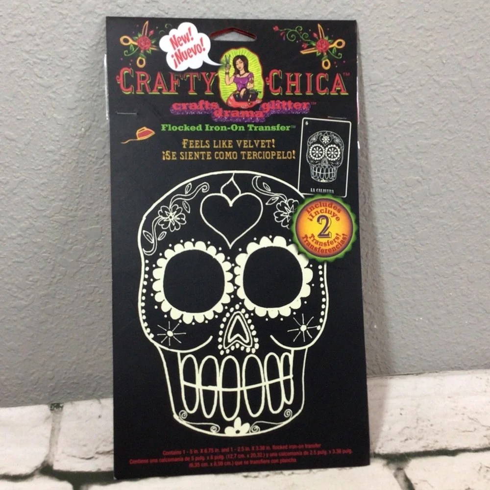 Sugar Skull Day Of Dead Dia De Muertos Appliqué Lot Of 2 Iron-On Transfer Patch